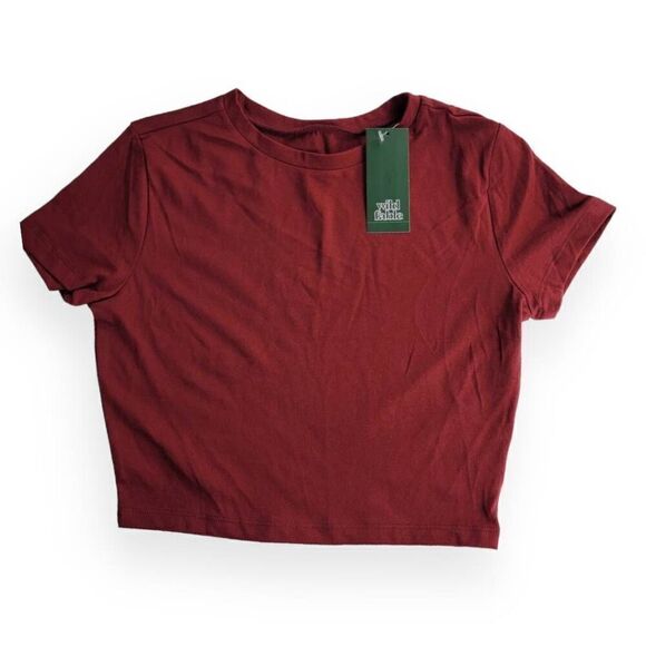 Wild Fable Burgundy Slim Fit Crop Top Small - Picture 1 of 2